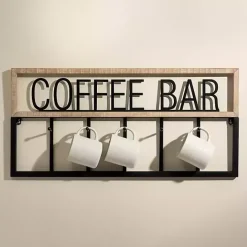 Outlet Kirklands Home Metal and Wood Coffee Bar Wall Hooks