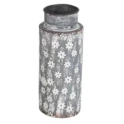 Kirklands Home Metal Floral Patterned Vase Silver