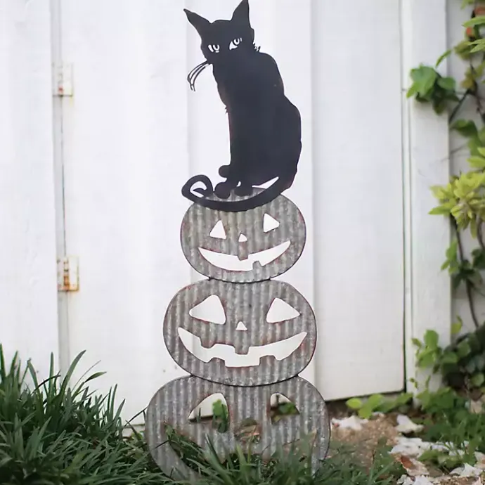 Clearance Kirklands Home Metal Jack O Lanterns and Cat Halloween Yard Stake