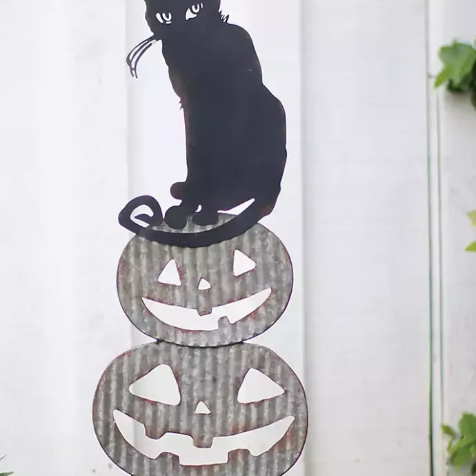 Clearance Kirklands Home Metal Jack O Lanterns and Cat Halloween Yard Stake