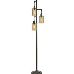 Clearance Kirklands Home Metal Robert Floor Lamp with Amber Glass Pendants Brown