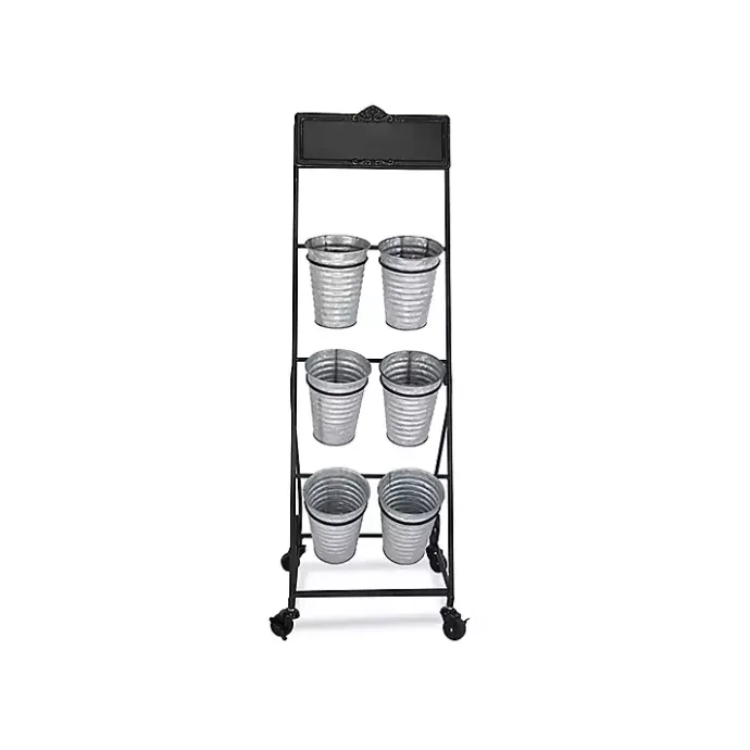 New Kirklands Home Metal Rolling Planter with Galvanized Buckets