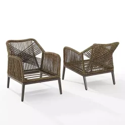 Sale Kirklands Home Metal Rope Outdoor Chairs with Cushions, Set of 2
