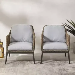 Sale Kirklands Home Metal Rope Outdoor Chairs with Cushions, Set of 2