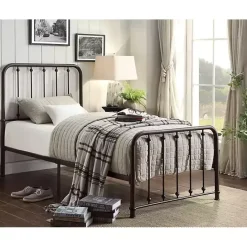 Kirklands Home Metal Slat Bronze Twin Platform Bed Black