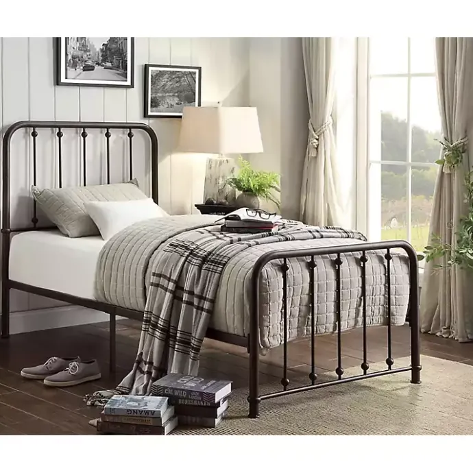 Kirklands Home Metal Slat Bronze Twin Platform Bed Black