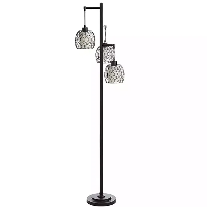 Discount Kirklands Home Metal Tiered Woven Cage Robert Floor Lamp Black