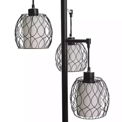 Discount Kirklands Home Metal Tiered Woven Cage Robert Floor Lamp Black