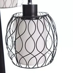 Discount Kirklands Home Metal Tiered Woven Cage Robert Floor Lamp Black
