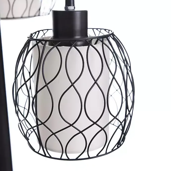 Discount Kirklands Home Metal Tiered Woven Cage Robert Floor Lamp Black