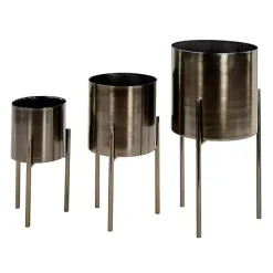 Best Kirklands Home Metallic Modern Iron Planters, Set of 3 Black