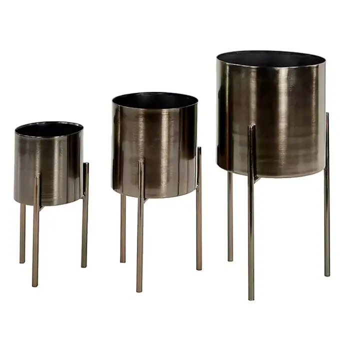 Best Kirklands Home Metallic Modern Iron Planters, Set of 3 Black
