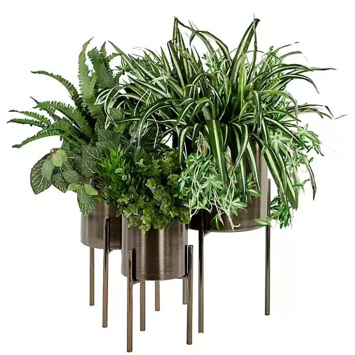 Best Kirklands Home Metallic Modern Iron Planters, Set of 3 Black