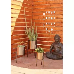 Best Kirklands Home Metallic Modern Iron Planters, Set of 3 Black