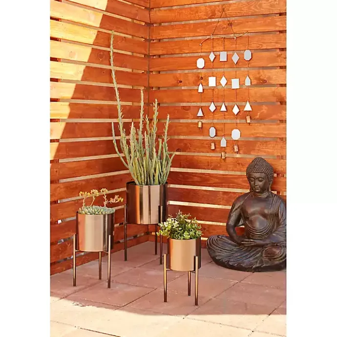 Best Kirklands Home Metallic Modern Iron Planters, Set of 3 Black