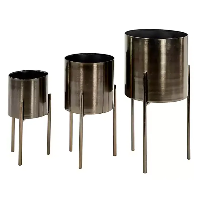 Best Kirklands Home Metallic Modern Iron Planters, Set of 3 Black