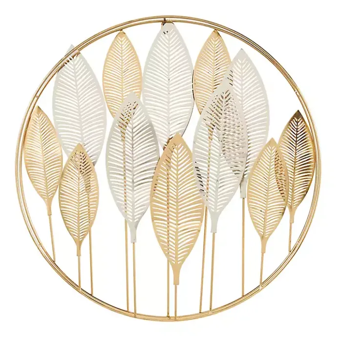 New Kirklands Home Metallic Gold and Silver Layered Leaf Wall Plaque