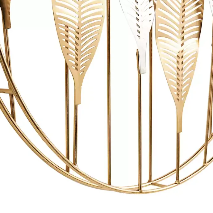 New Kirklands Home Metallic Gold and Silver Layered Leaf Wall Plaque