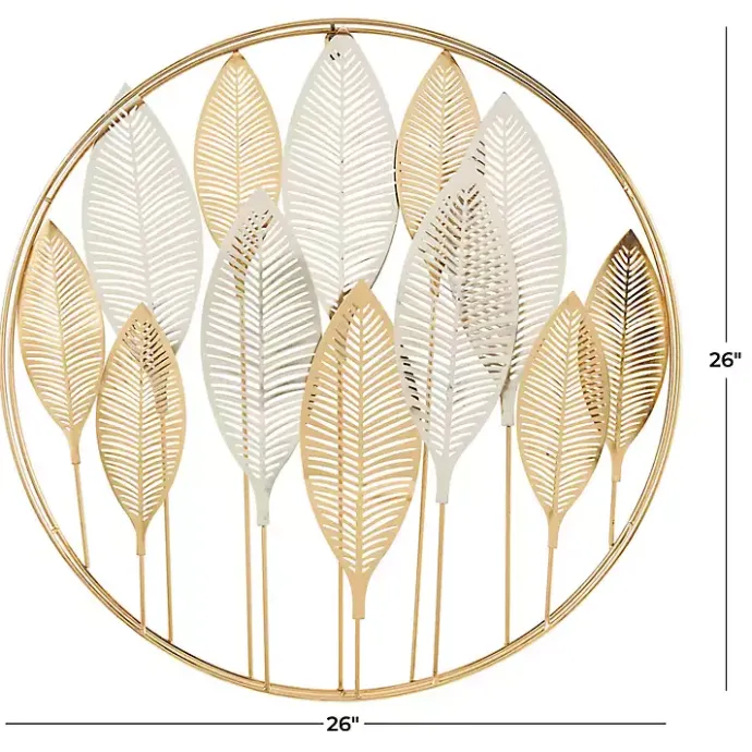 New Kirklands Home Metallic Gold and Silver Layered Leaf Wall Plaque