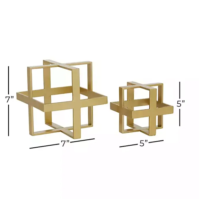 Clearance Kirklands Home Metallic Cube Sculptures, Set of 2 Gold