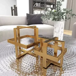 Clearance Kirklands Home Metallic Cube Sculptures, Set of 2 Gold