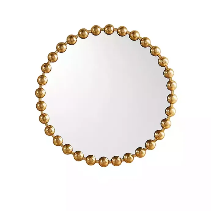 Best Kirklands Home Metallic Foiled Beaded Wall Mirror, 27 in. Gold