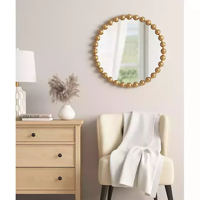Best Kirklands Home Metallic Foiled Beaded Wall Mirror, 27 in. Gold