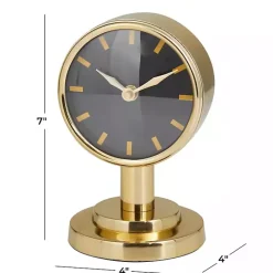 Online Kirklands Home Metallic Steel Beveled Base Tabletop Clock Gold