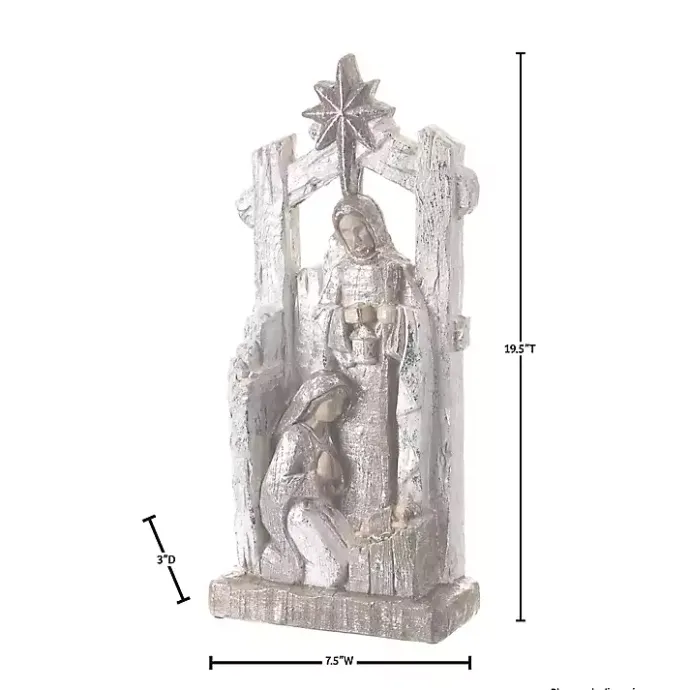 New Kirklands Home Metallic Holy Family Nativity Silver