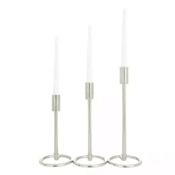 Discount Kirklands Home Metallic Loop Base Taper Candle Holders, Set of 3 Silver