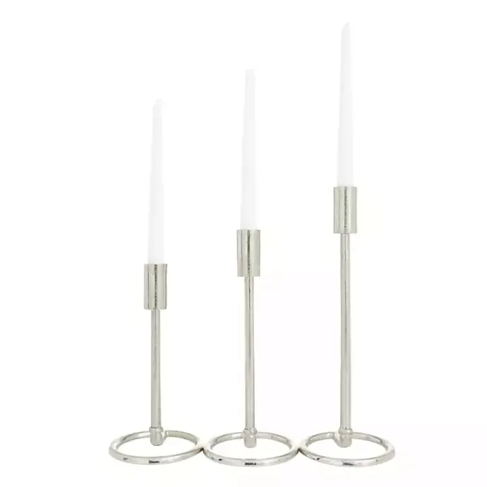 Discount Kirklands Home Metallic Loop Base Taper Candle Holders, Set of 3 Silver