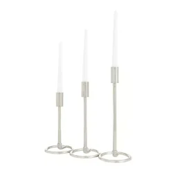 Discount Kirklands Home Metallic Loop Base Taper Candle Holders, Set of 3 Silver