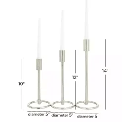 Discount Kirklands Home Metallic Loop Base Taper Candle Holders, Set of 3 Silver
