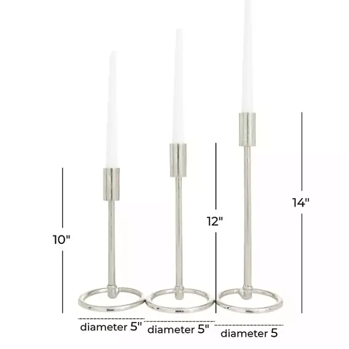 Discount Kirklands Home Metallic Loop Base Taper Candle Holders, Set of 3 Silver