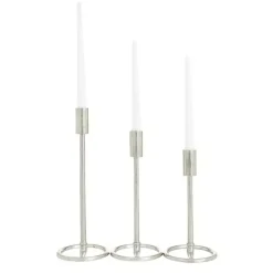 Discount Kirklands Home Metallic Loop Base Taper Candle Holders, Set of 3 Silver