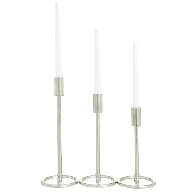 Discount Kirklands Home Metallic Loop Base Taper Candle Holders, Set of 3 Silver