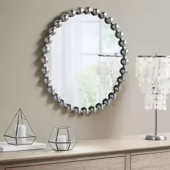 Outlet Kirklands Home Metallic Foiled Beaded Wall Mirror SIlver