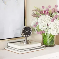 Sale Kirklands Home Metallic Steel Beveled Base Tabletop Clock Silver