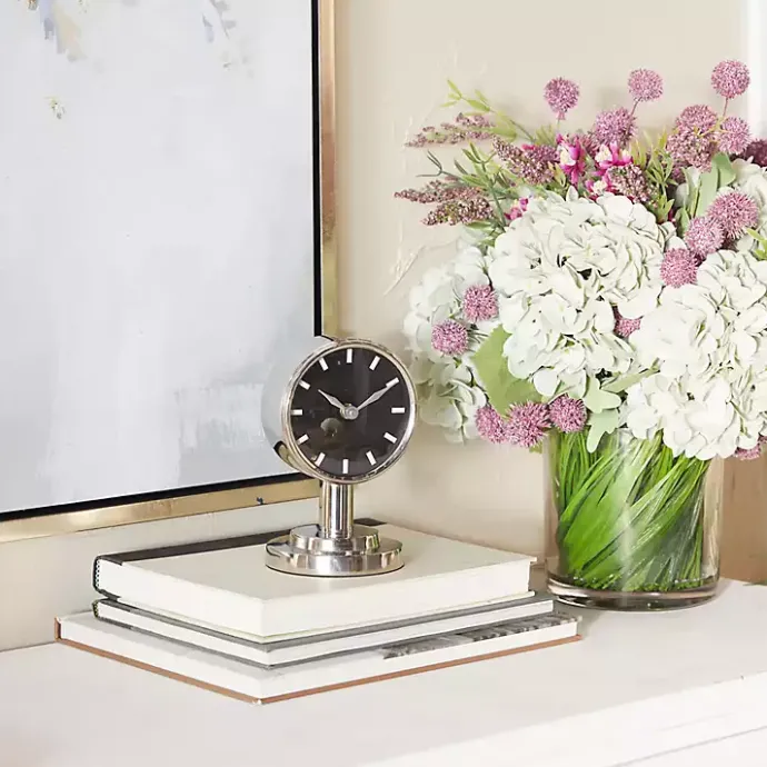 Sale Kirklands Home Metallic Steel Beveled Base Tabletop Clock Silver