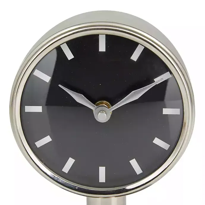Sale Kirklands Home Metallic Steel Beveled Base Tabletop Clock Silver