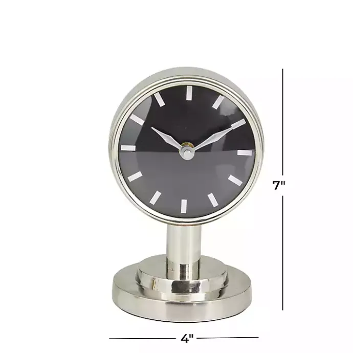 Sale Kirklands Home Metallic Steel Beveled Base Tabletop Clock Silver