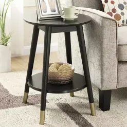 Kirklands Home Mia Round Accent Table Black