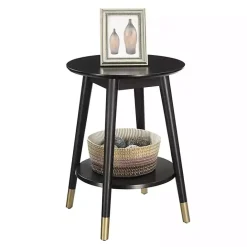 Kirklands Home Mia Round Accent Table Black