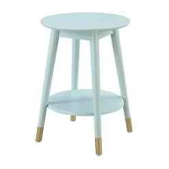 Kirklands Home Mia Round Light Accent Table Blue