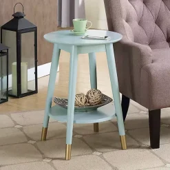 Kirklands Home Mia Round Light Accent Table Blue