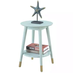 Kirklands Home Mia Round Light Accent Table Blue
