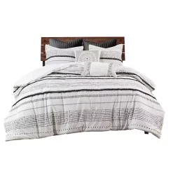 New Kirklands Home Mia White Striped 3-pc. King Comforter Set
