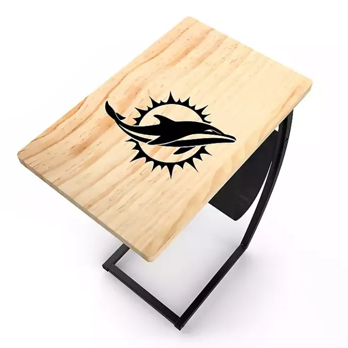 Kirklands Home Miami Dolphins Wood C-Table Tan