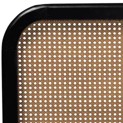 New Kirklands Home Mid-Century Black Wood Rattan Queen Platform Bed