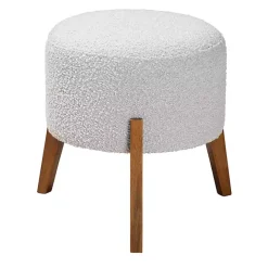 Clearance Kirklands Home Mid-Century Modern Boucle Ottoman Gray